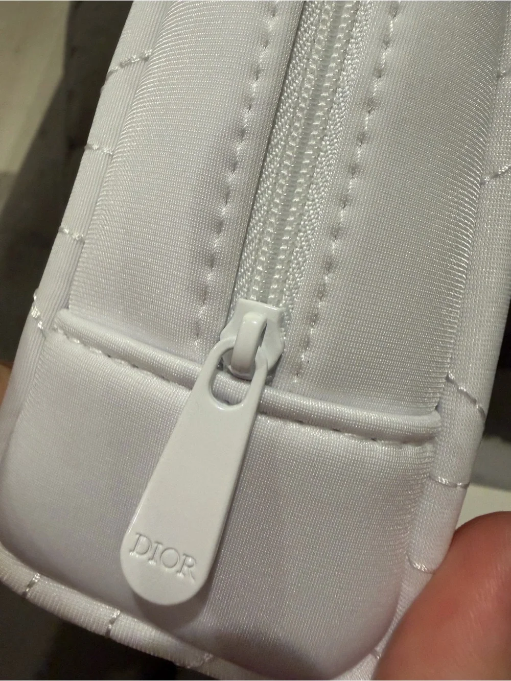 New Dior White Quilted Cosmetic Pouch